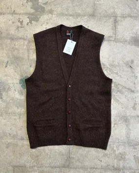 90s Italian Vintage Brown Wool Knitted Vest - S/M