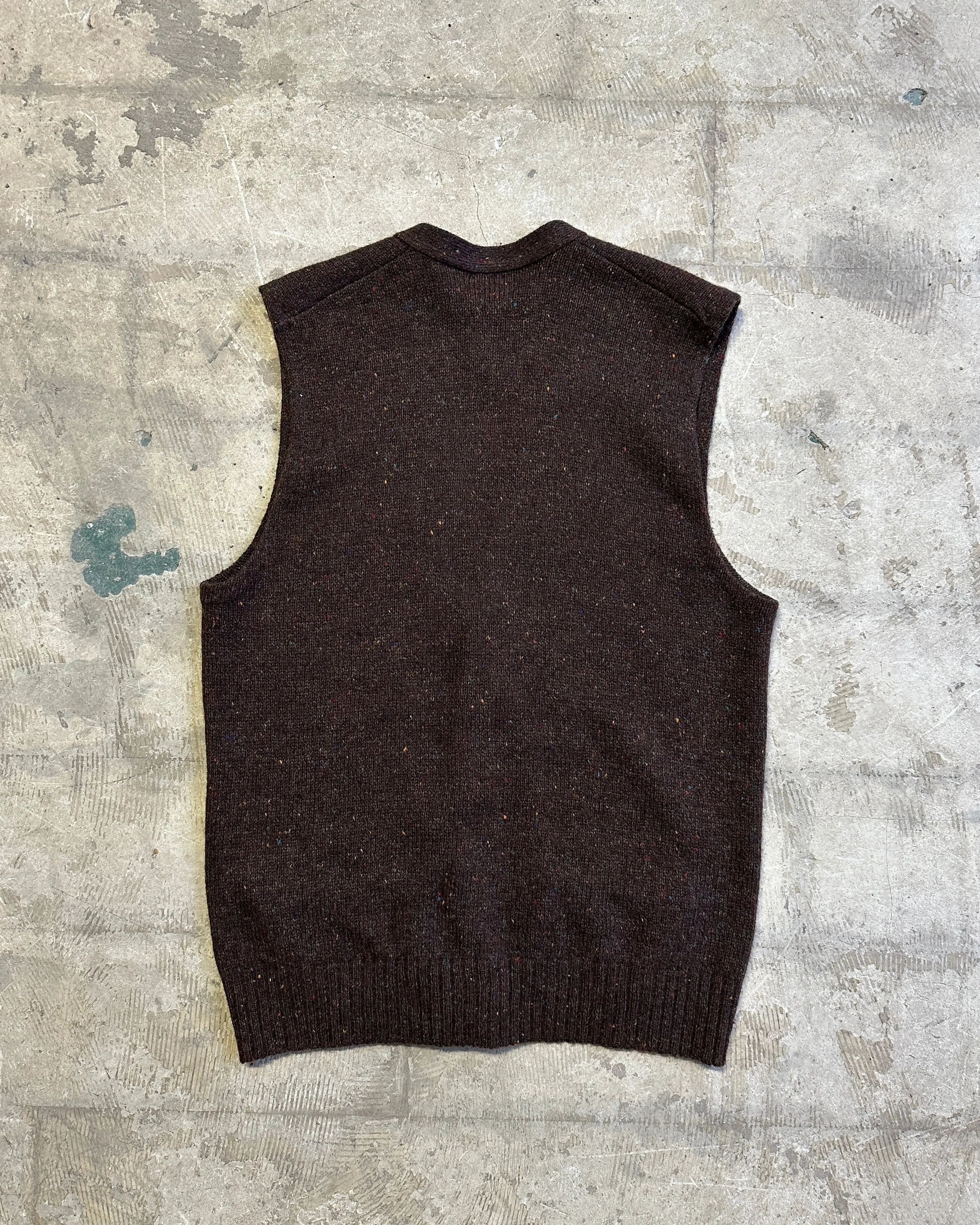 90s Italian Vintage Brown Wool Knitted Vest - S/M
