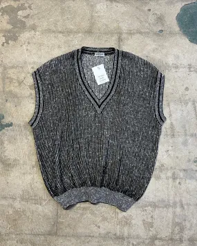 90s Vintage Grey Ribbed Knitted Vest - XXL