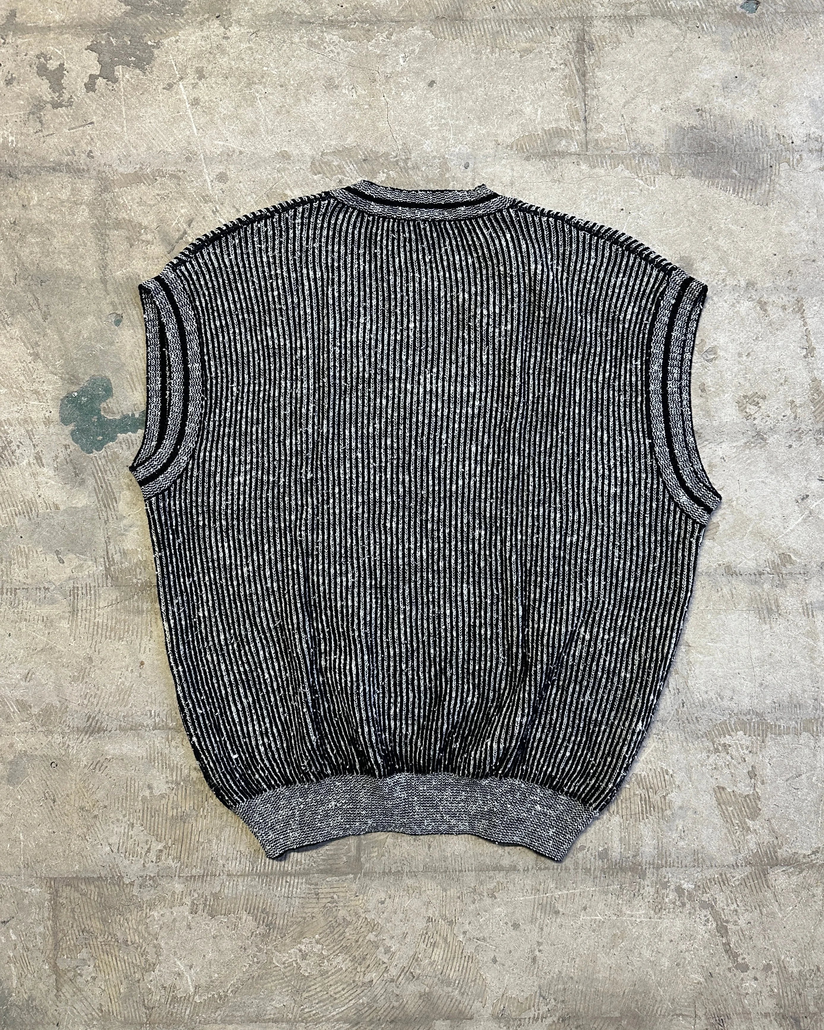 90s Vintage Grey Ribbed Knitted Vest - XXL