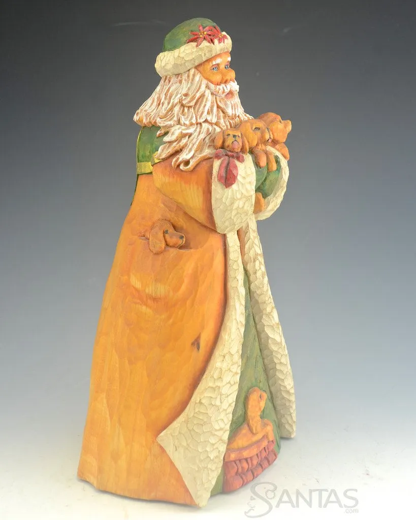 Barbara Scoles Santa Carving with Puppies
