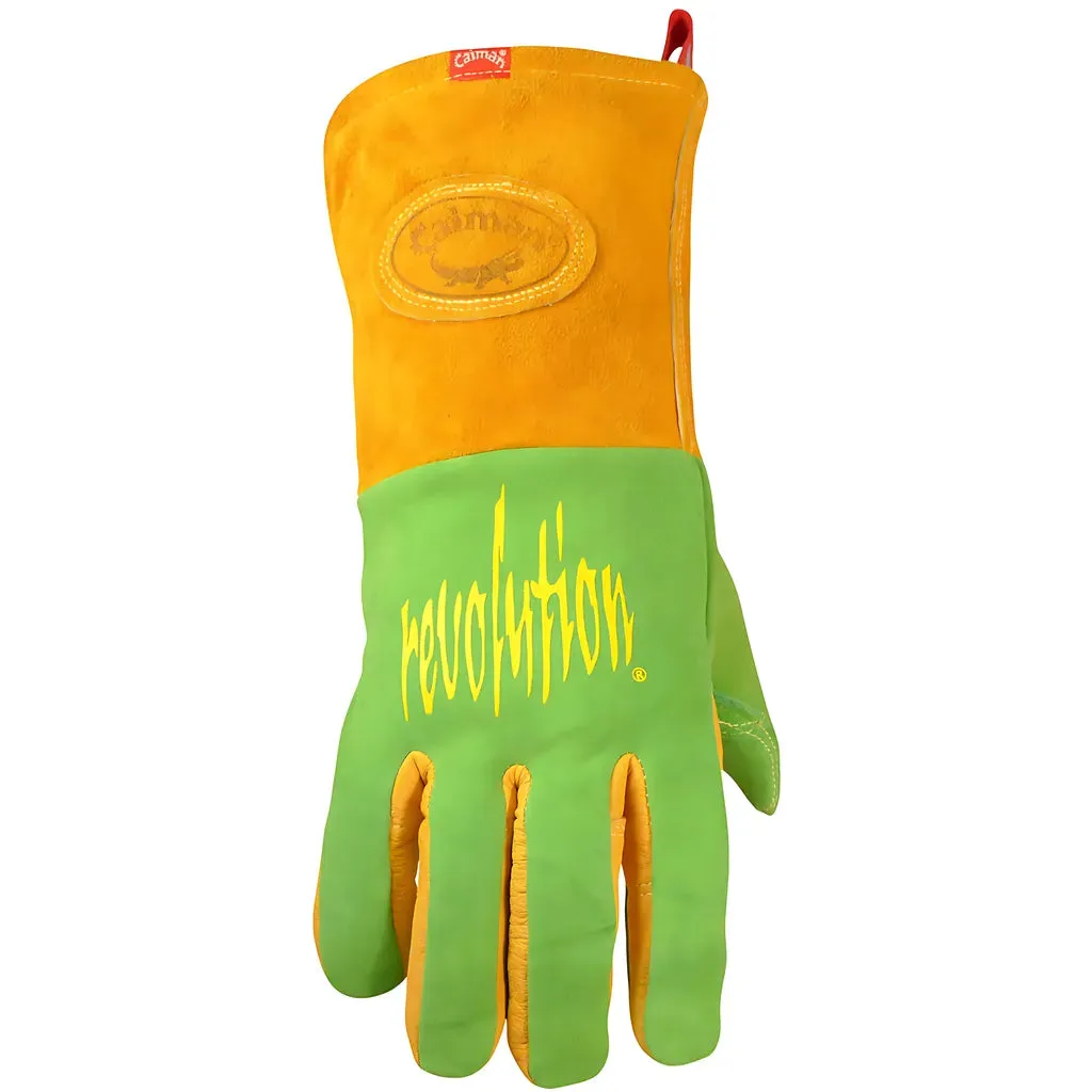 Caiman 1816-4 Premium Wasabi Green Split Deerskin MIG/Stick Welder's Glove with FR Foam/Fleece Insulation