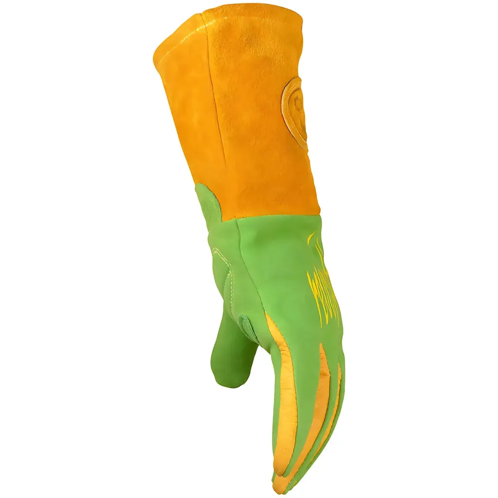Caiman 1816-4 Premium Wasabi Green Split Deerskin MIG/Stick Welder's Glove with FR Foam/Fleece Insulation