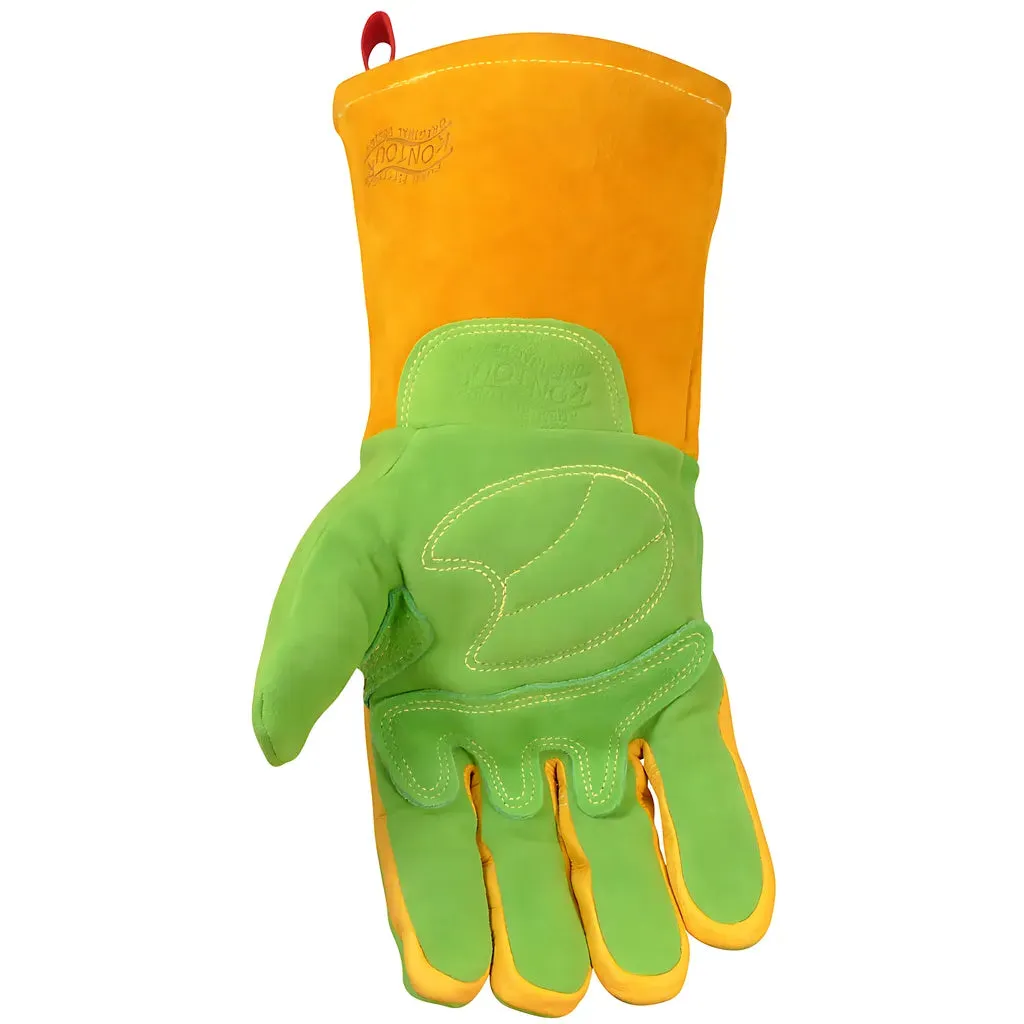 Caiman 1816-4 Premium Wasabi Green Split Deerskin MIG/Stick Welder's Glove with FR Foam/Fleece Insulation