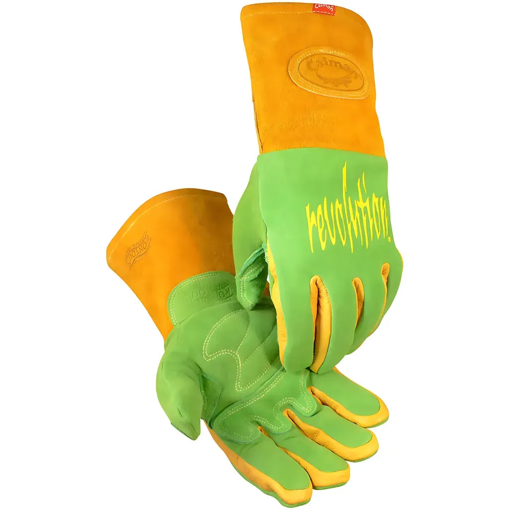Caiman 1816-4 Premium Wasabi Green Split Deerskin MIG/Stick Welder's Glove with FR Foam/Fleece Insulation