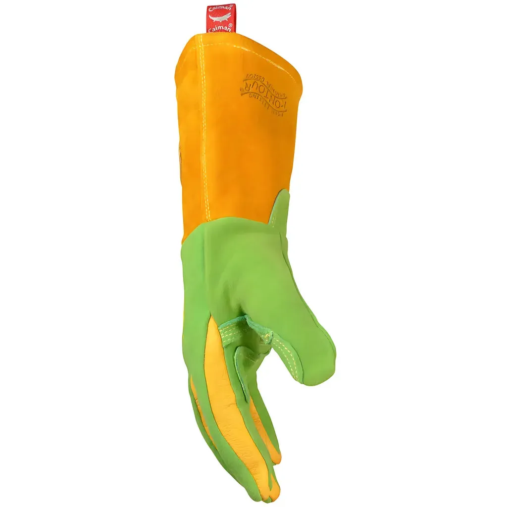 Caiman 1816-4 Premium Wasabi Green Split Deerskin MIG/Stick Welder's Glove with FR Foam/Fleece Insulation
