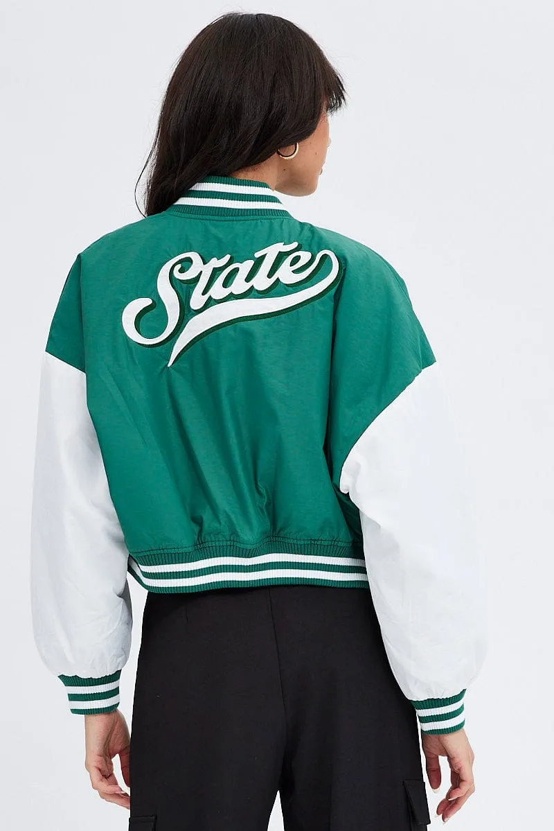 Green NYC Varsity Bomber Jacket
