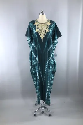 Vintage Emerald Green Tie Dyed Caftan Dress