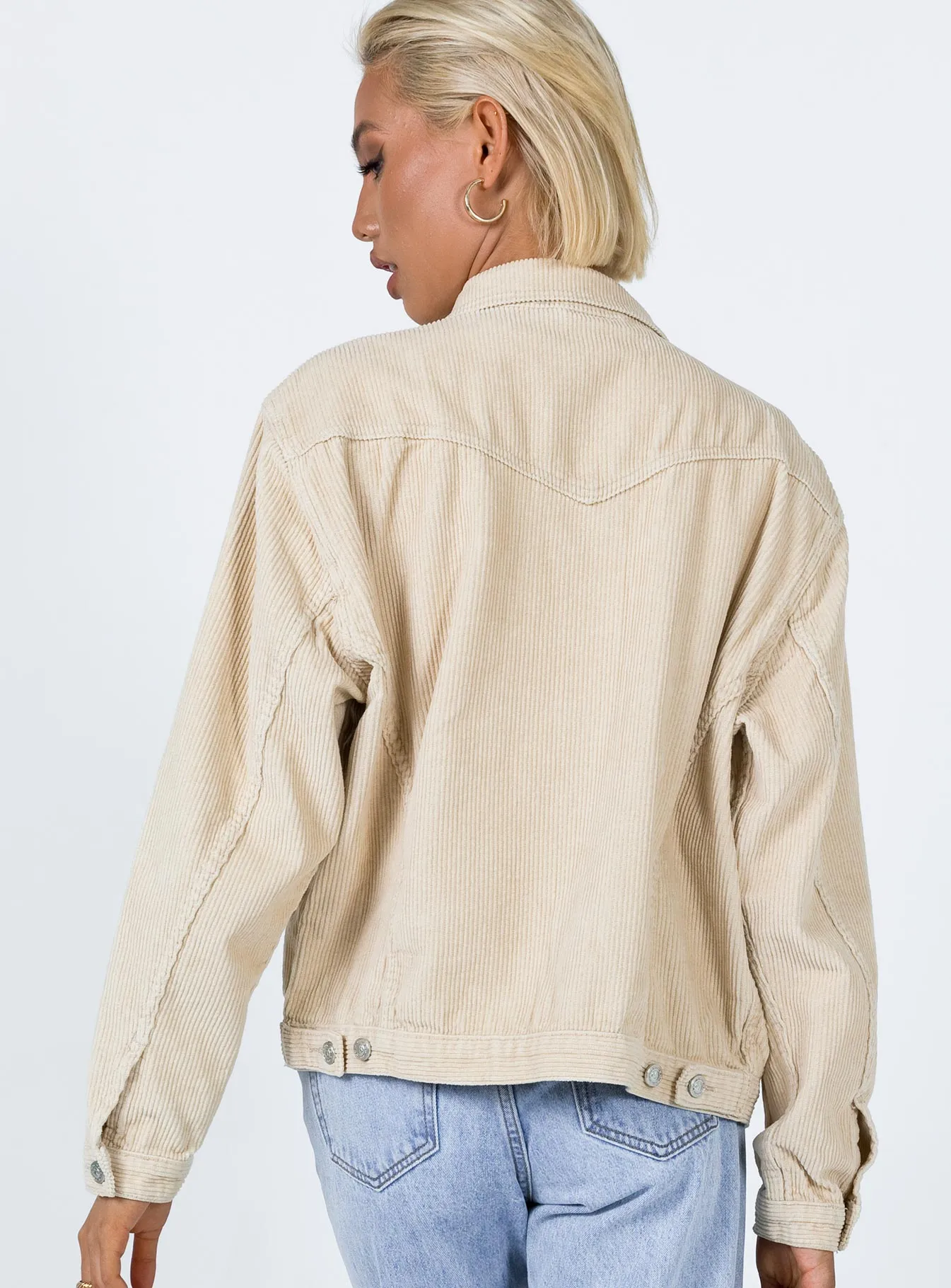 Western Cord Jacket Light Beige Silver Buttons