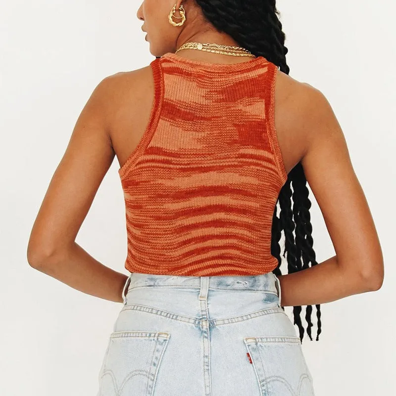 Women Vest Tanks Crop Top Sexy Sleeveless Round Neck Knitted Slim Tank Tops Clothes Tees for Female Ladies Summer New